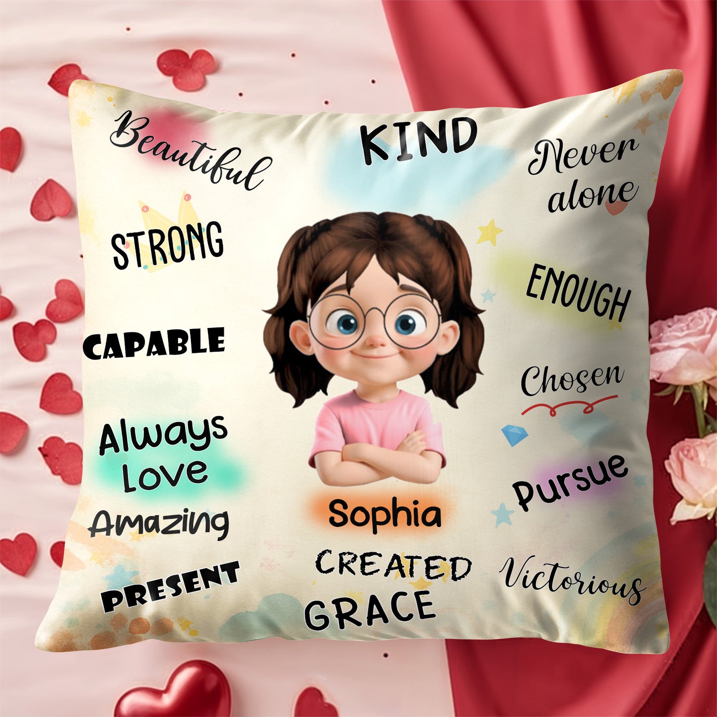 Beautiful Strong Capable, Cartoon Girl Pillow