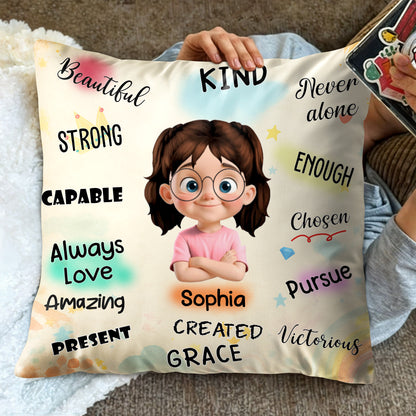 Beautiful Strong Capable, Cartoon Girl Pillow