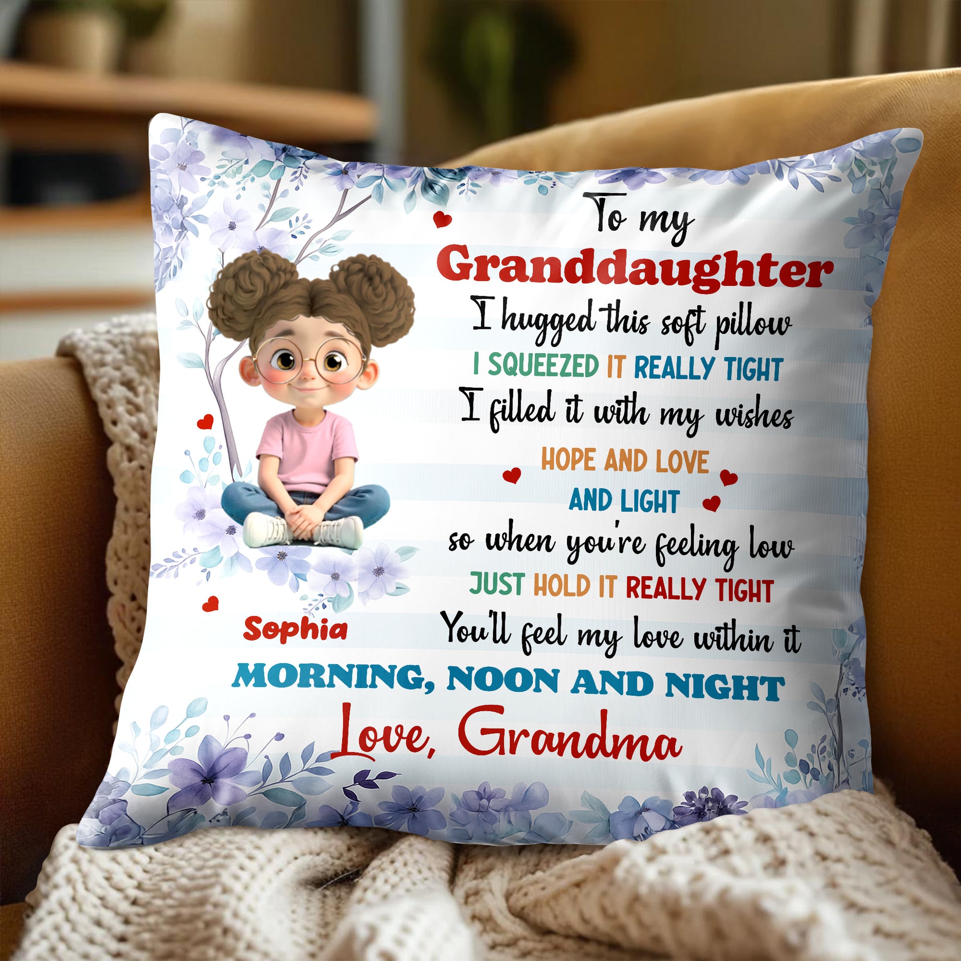 To My Granddaughter, Love And Comfort Pillow Gift