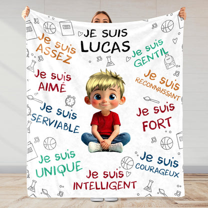 Je Suis Assez And Inspirational Words With Cartoon Girl