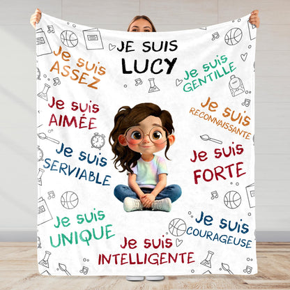 Je Suis Assez And Inspirational Words With Cartoon Girl