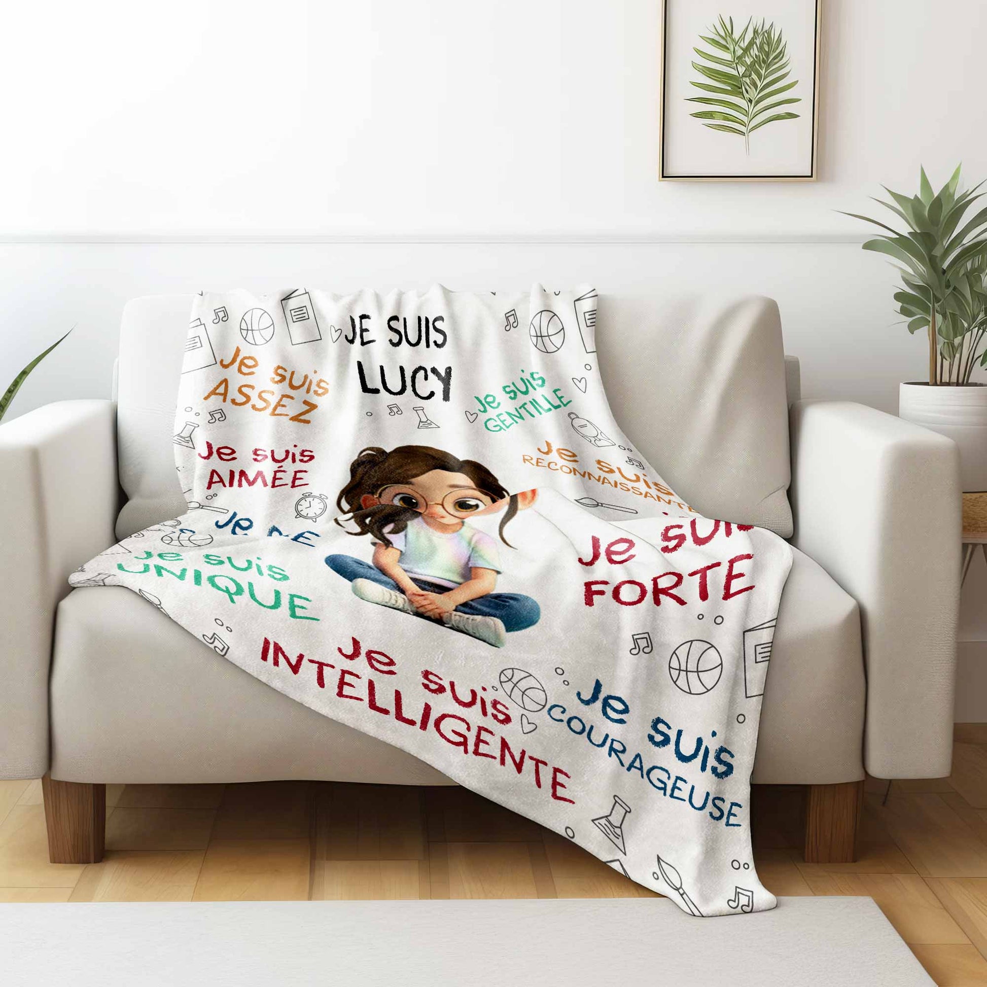 Je Suis Assez And Inspirational Words With Cartoon Girl