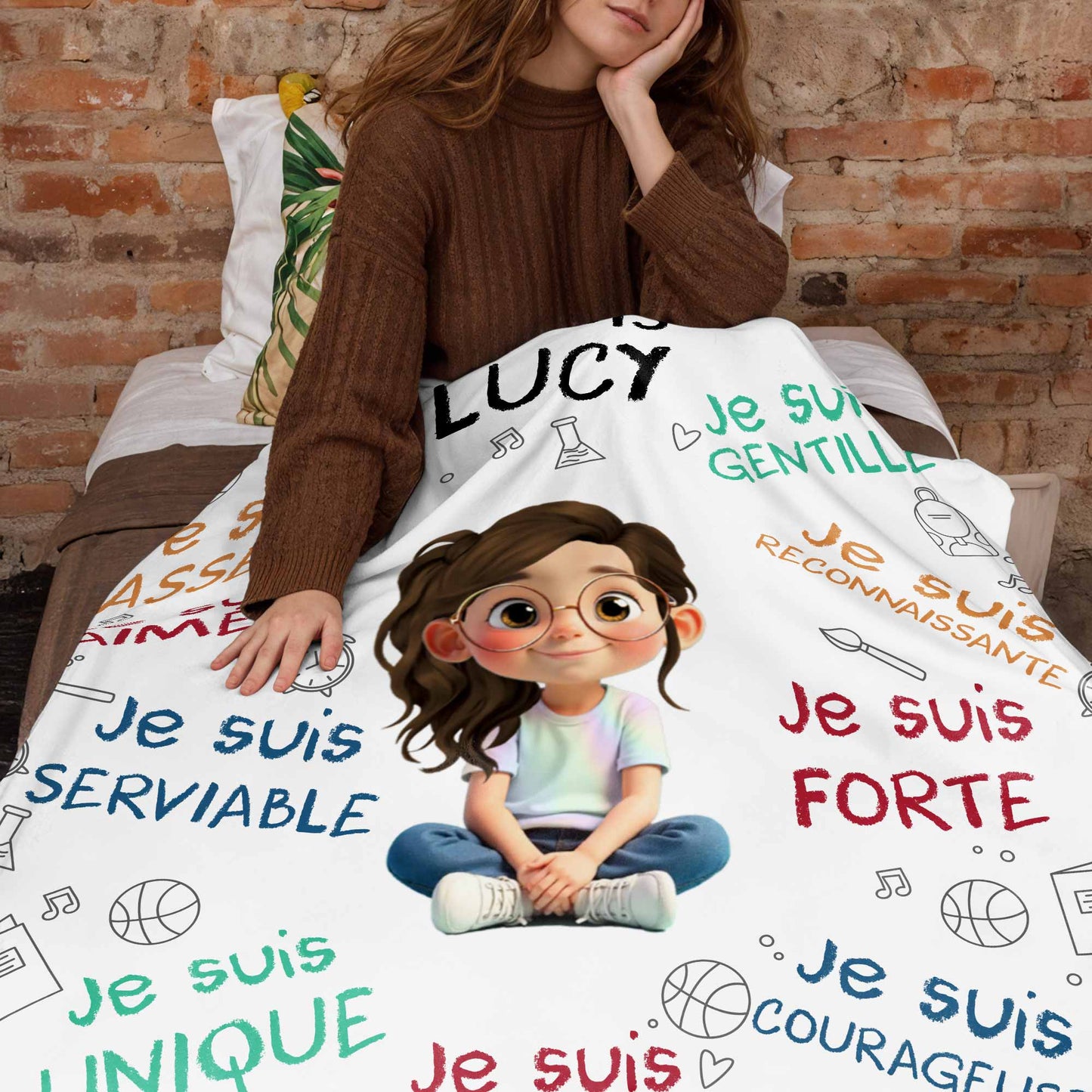 Je Suis Assez And Inspirational Words With Cartoon Girl