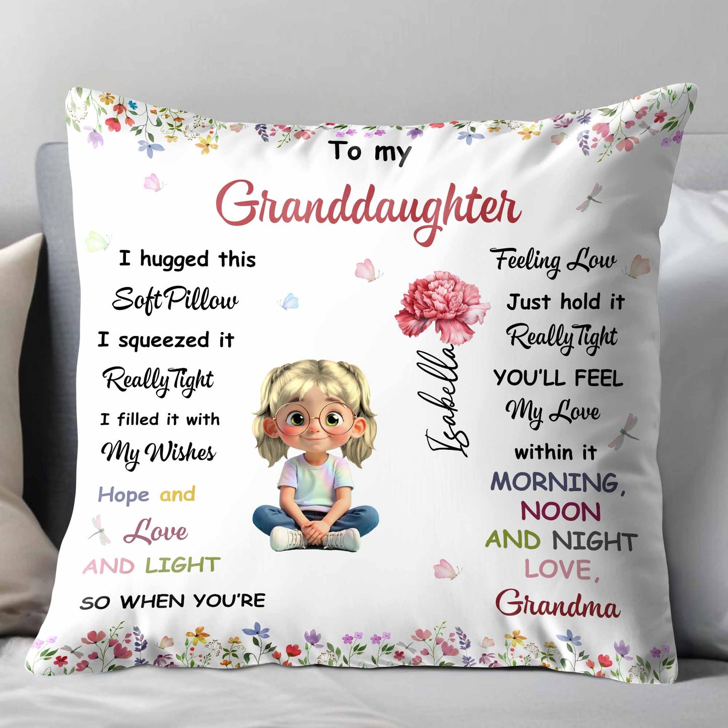 To My Granddaughter, Love And Light Pillow