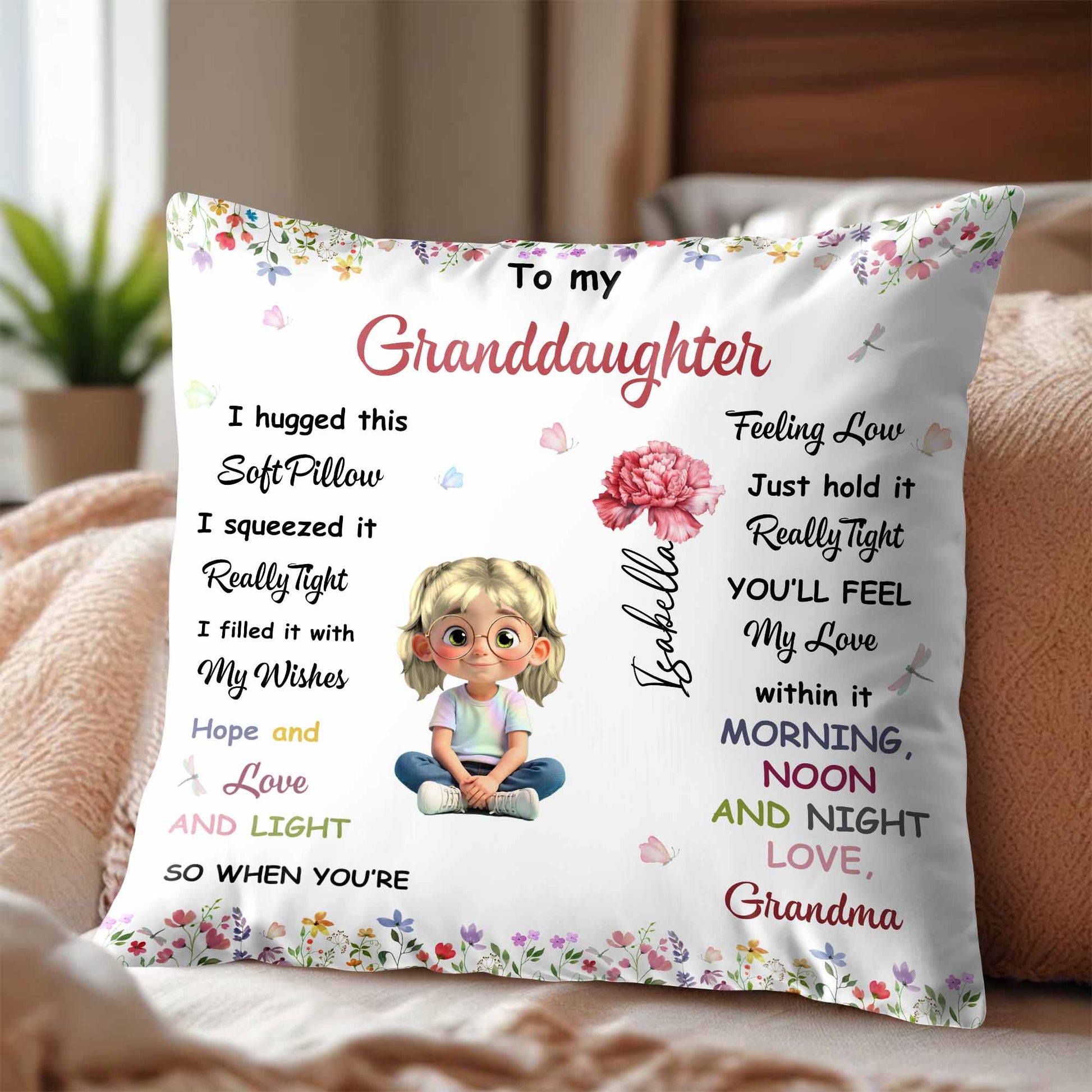 To My Granddaughter, Love And Light Pillow
