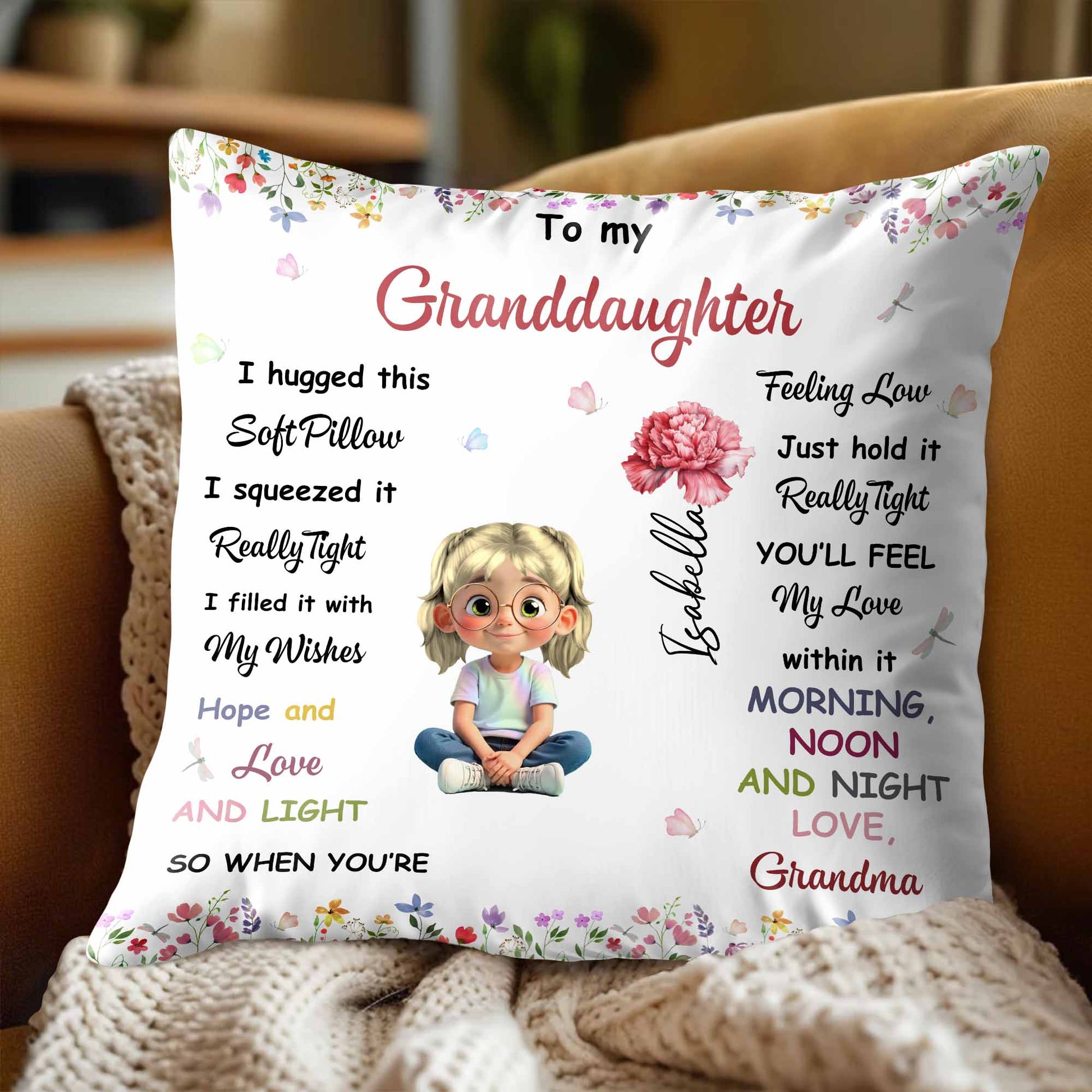 To My Granddaughter, Love And Light Pillow