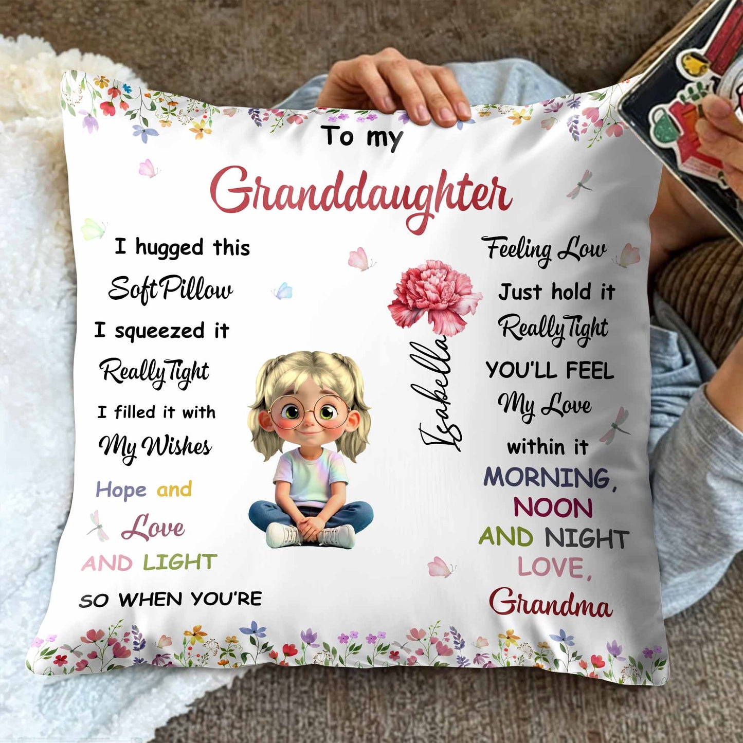 To My Granddaughter, Love And Light Pillow