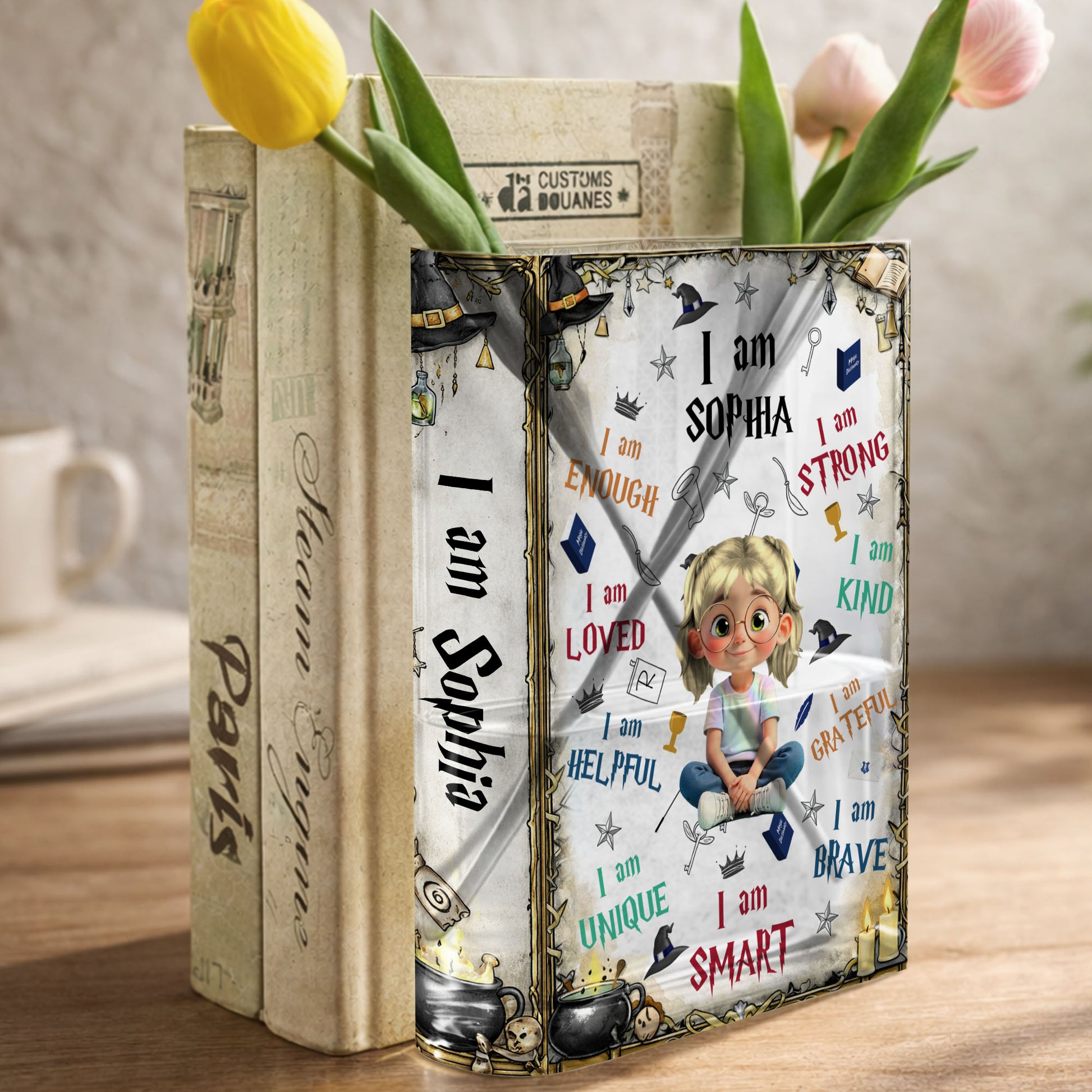 I Am Enough, I Am Loved, Graduation Cap, Books, Candle