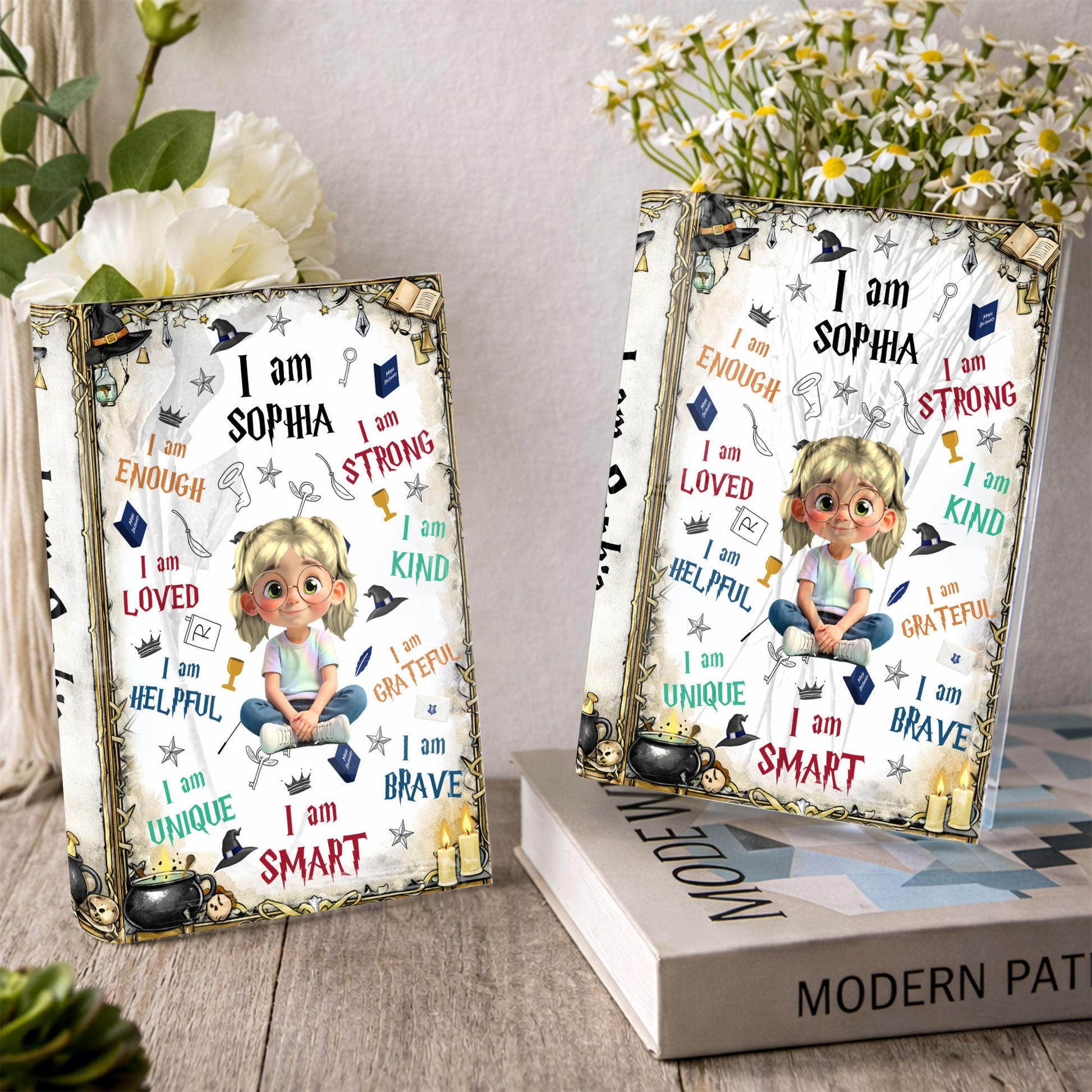 I Am Enough, I Am Loved, Graduation Cap, Books, Candle