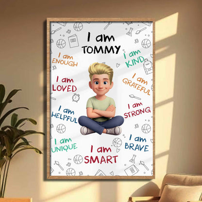 I Am Enough, I Am Loved, I Am Smart Poster - Personalized Custom Vertical Poster - KID399_VPOS