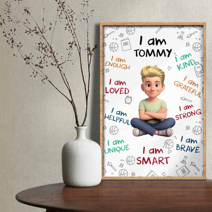 I Am Enough, I Am Loved, I Am Smart Poster - Personalized Custom Vertical Poster - KID399_VPOS
