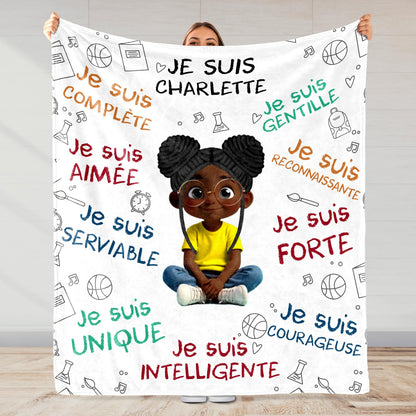 Personalized Cartoon Boy Blanket with Inspirational Words