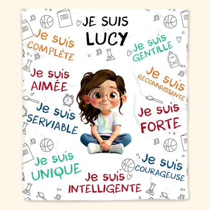 Personalized Cartoon Boy Blanket with Inspirational Words