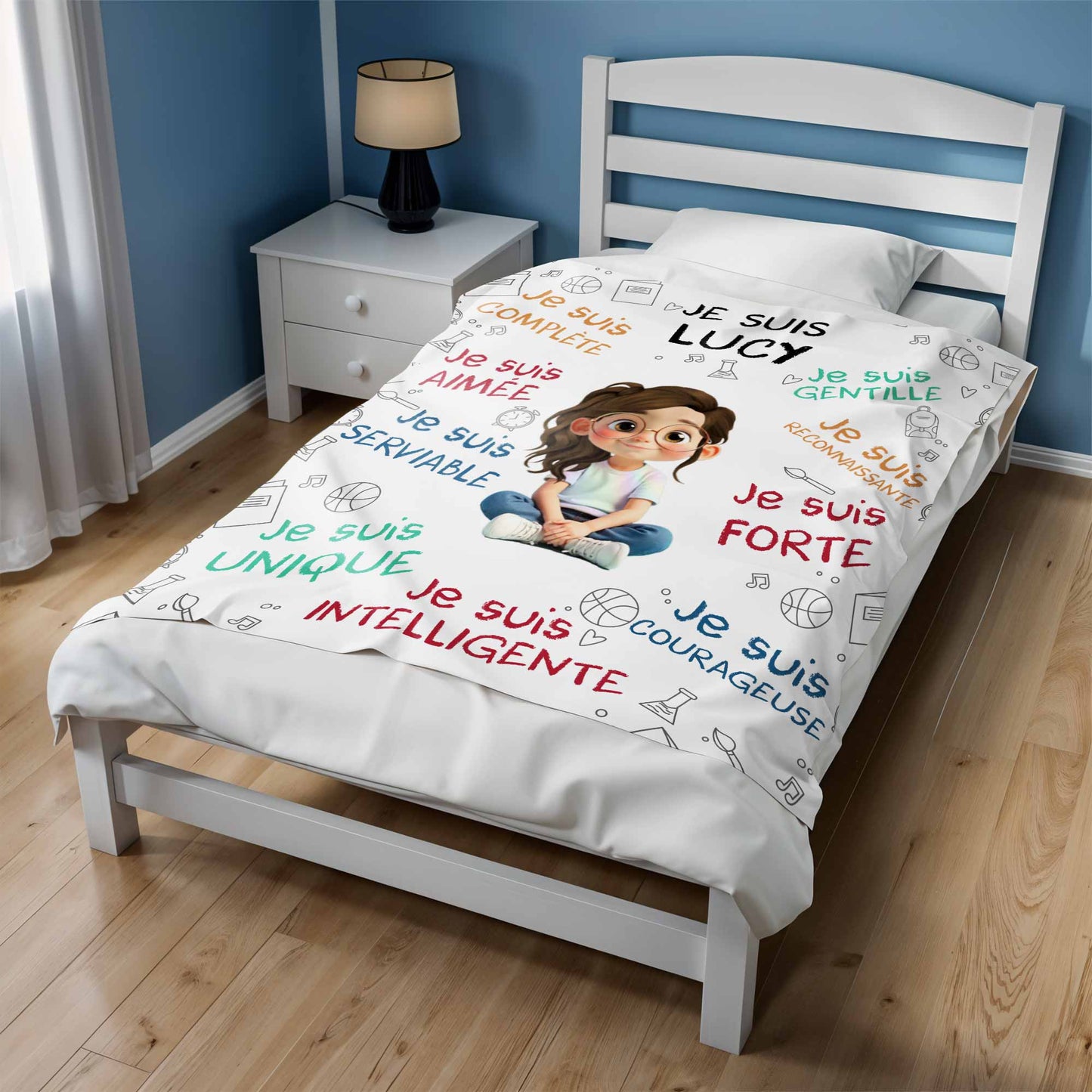 Personalized Cartoon Boy Blanket with Inspirational Words