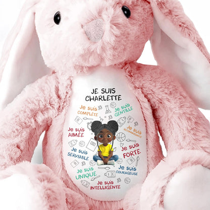 Je Suis Complete, Gentil, Personalized Bunny With Cartoon Girl