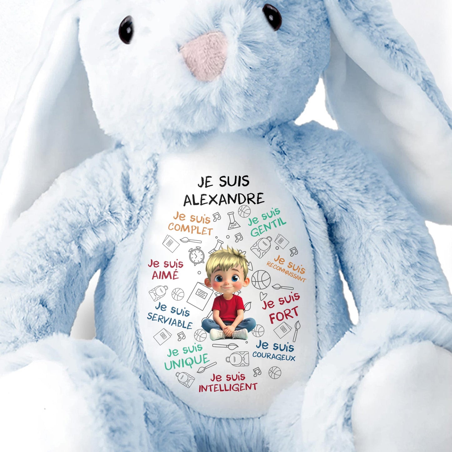 Je Suis Complete, Gentil, Personalized Bunny With Cartoon Girl