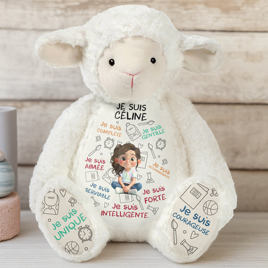 Je Suis Complète, Gentille, Aimée, Sheep Doll With Books And Globe