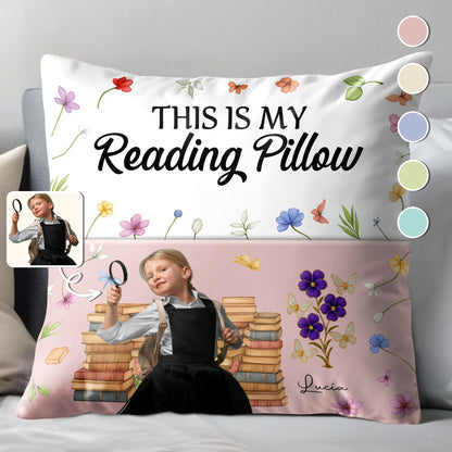 This Is My Reading Pillow With Books And Flowers