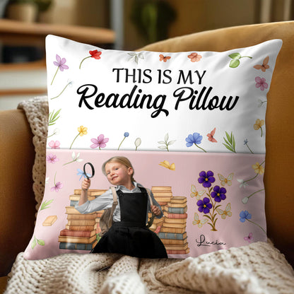 This Is My Reading Pillow With Books And Flowers