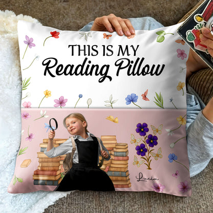 This Is My Reading Pillow With Books And Flowers