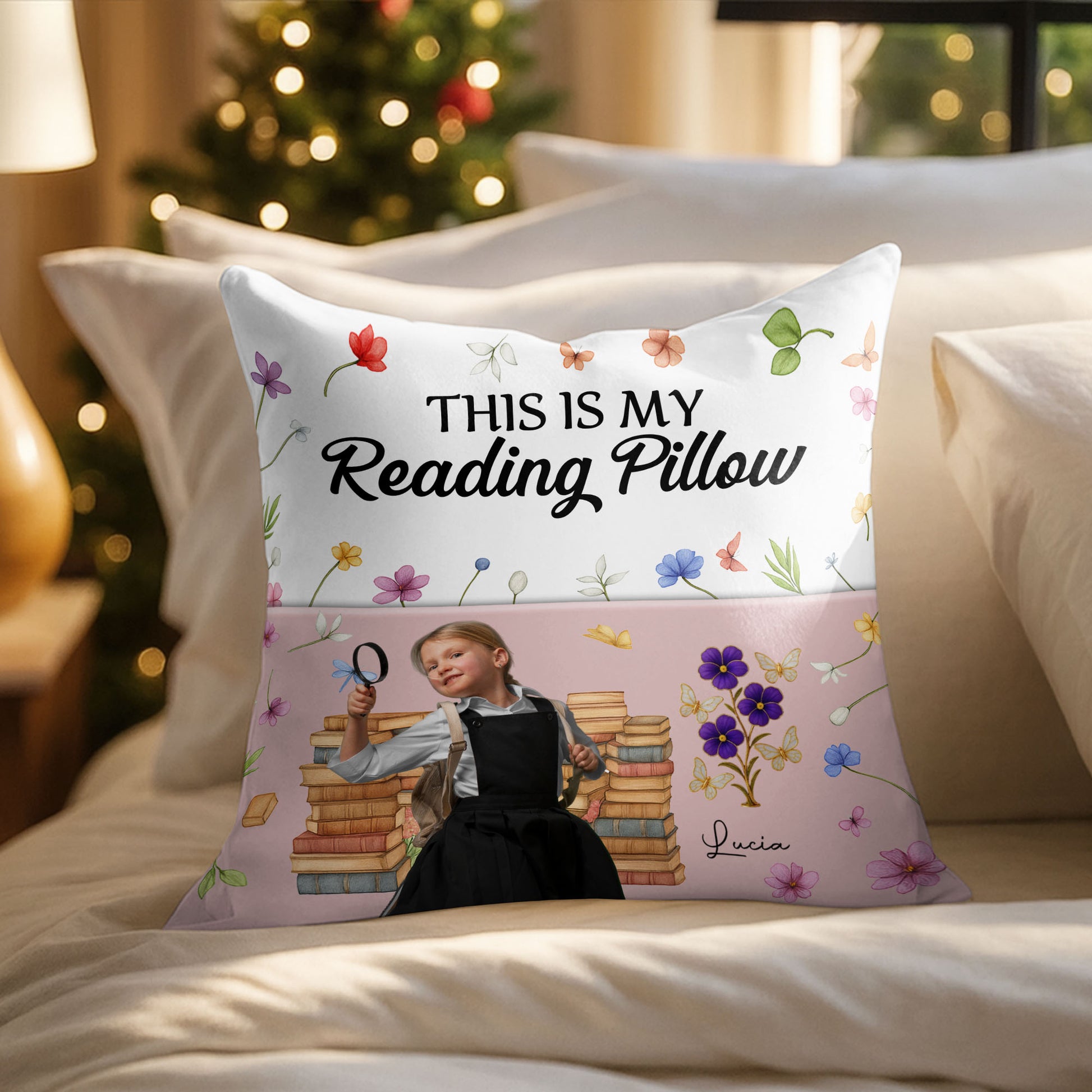 This Is My Reading Pillow With Books And Flowers