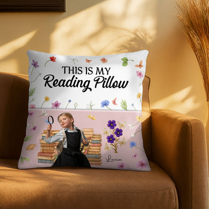 This Is My Reading Pillow With Books And Flowers