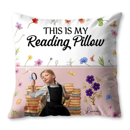 This Is My Reading Pillow With Books And Flowers