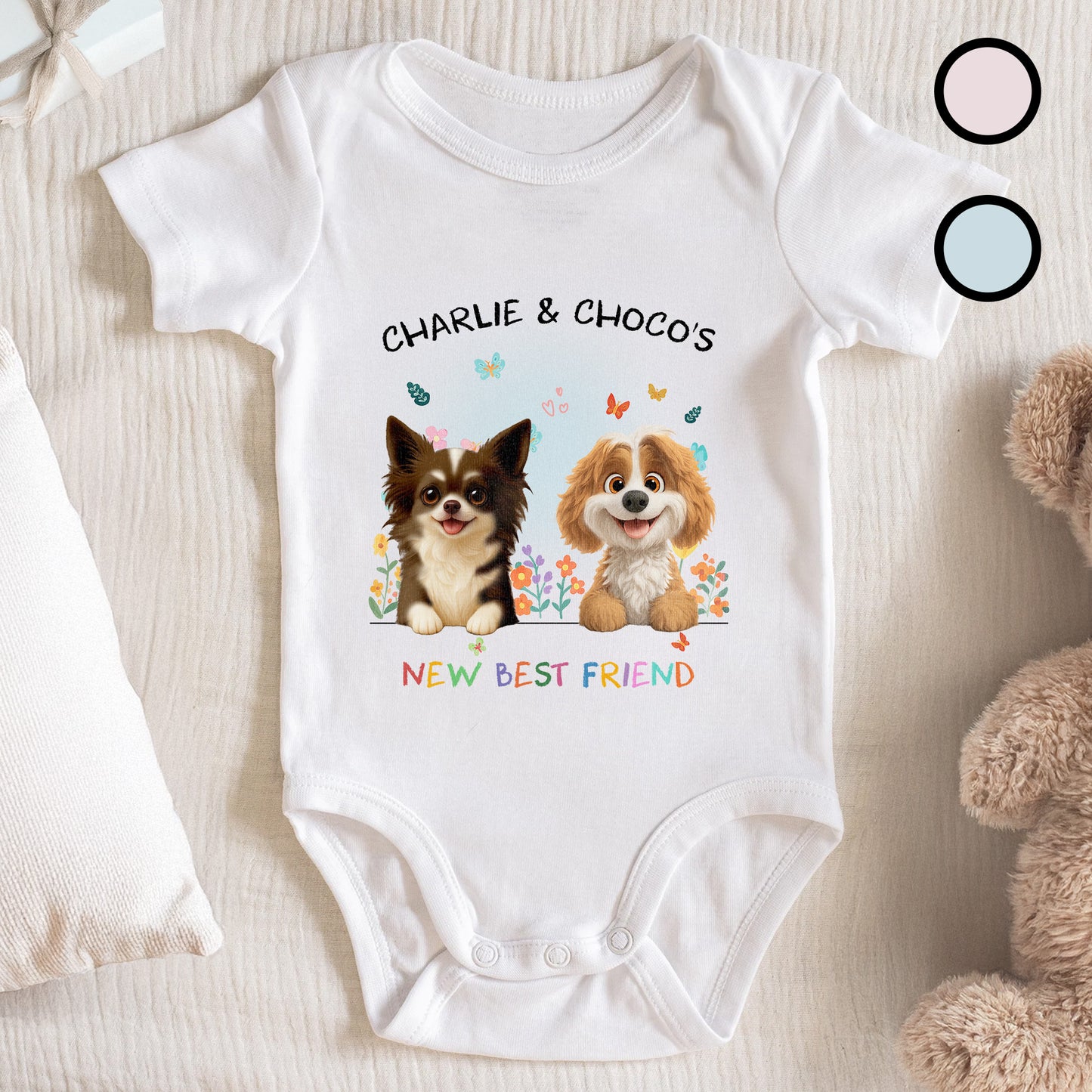 New Best Friend With Cute Dogs And Butterflies