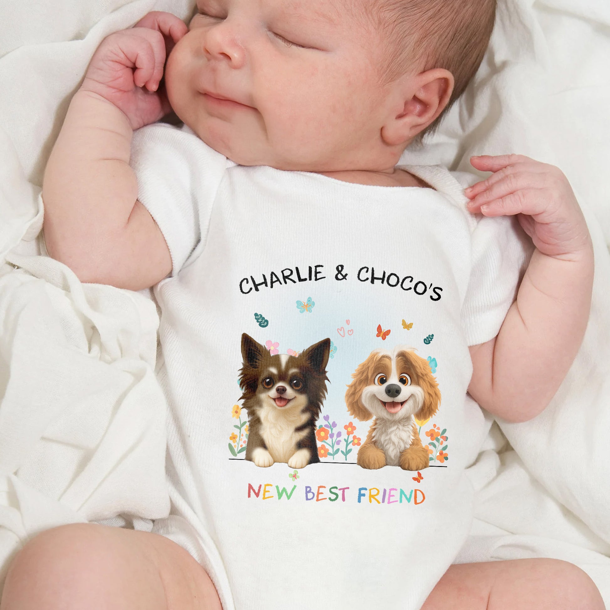 New Best Friend With Cute Dogs And Butterflies