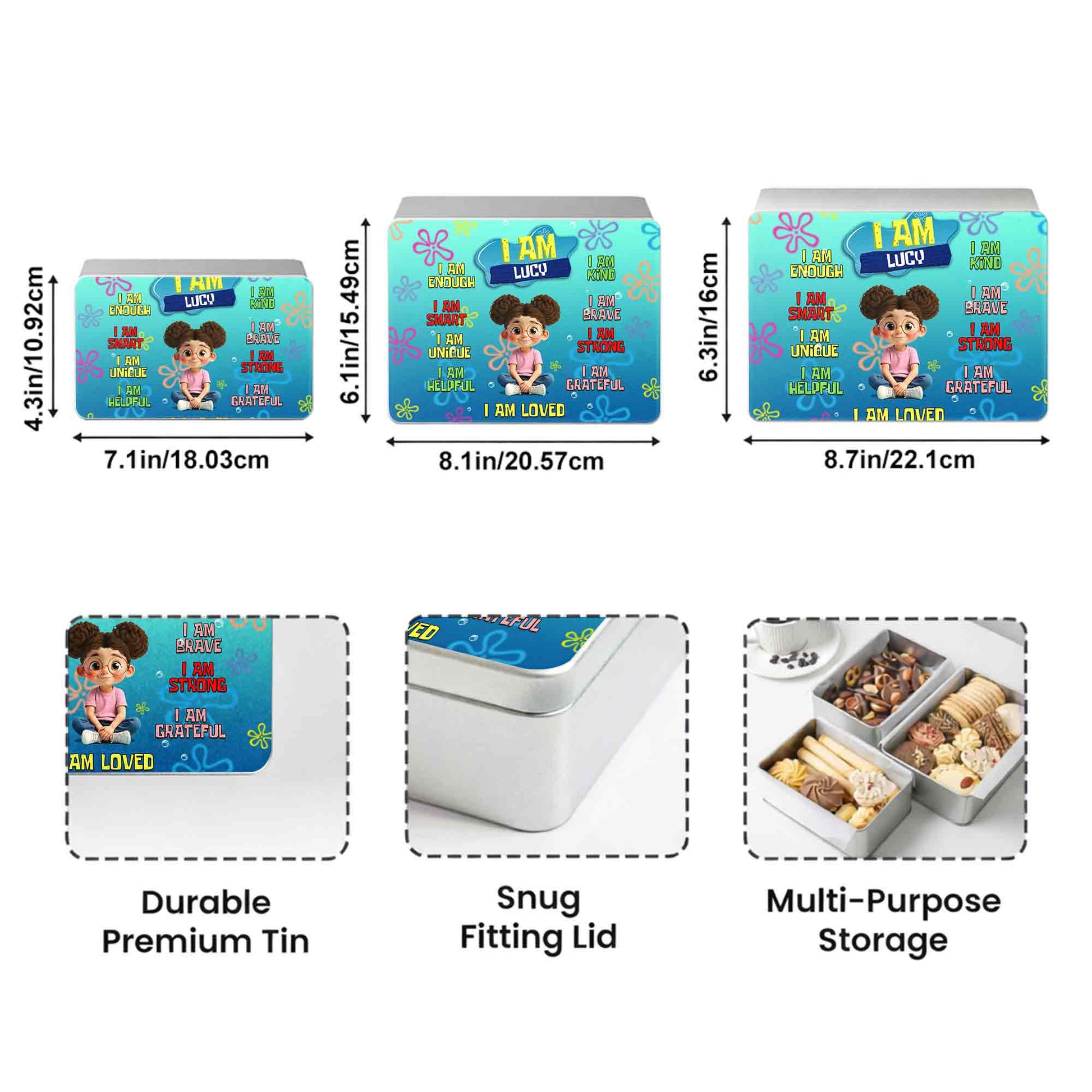 I Am Enough Affirmations With Cartoon Girl and Colorful Flowers