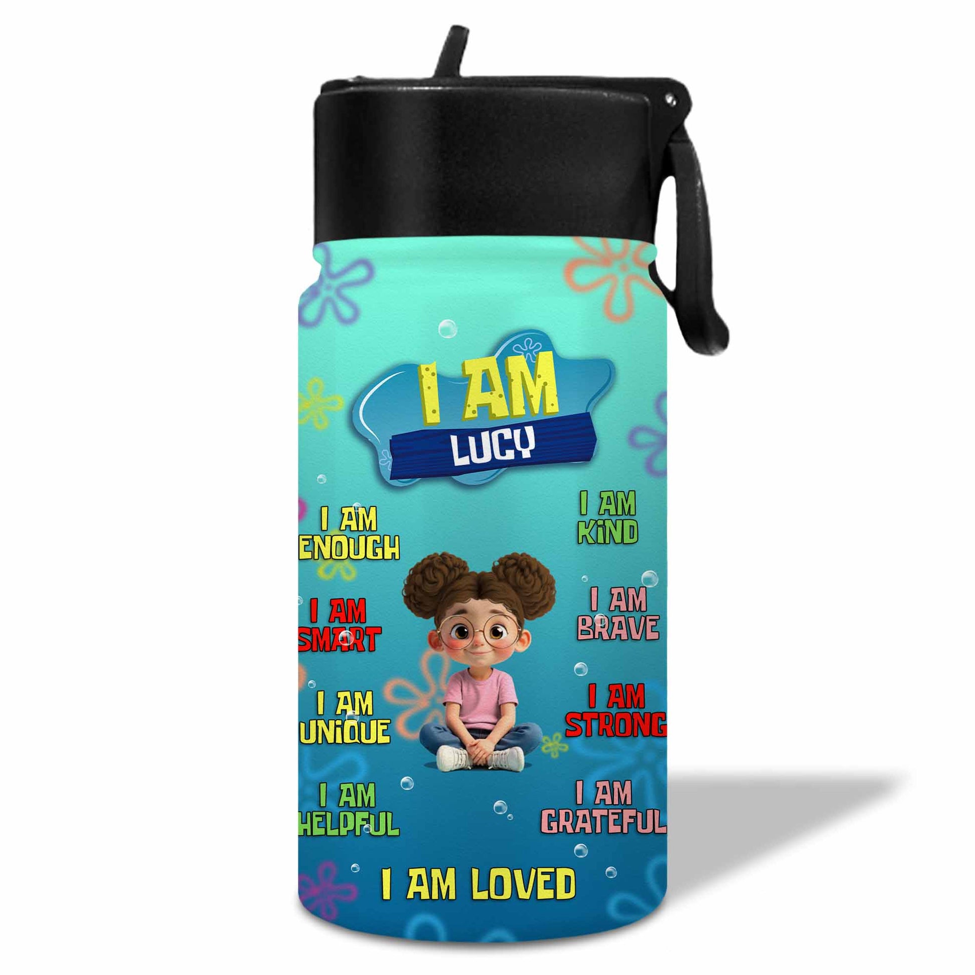 I Am Brave, I Am Loved, Cute Girl Inspirational Bottle