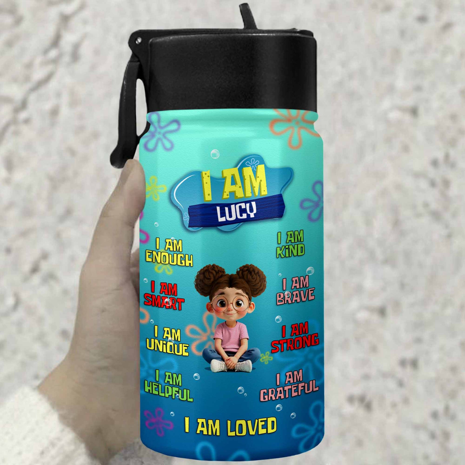 I Am Brave, I Am Loved, Cute Girl Inspirational Bottle
