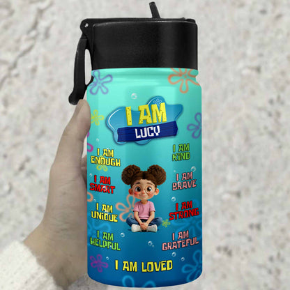 I Am Brave, I Am Loved, Cute Girl Inspirational Bottle