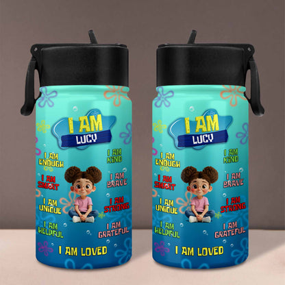 I Am Brave, I Am Loved, Cute Girl Inspirational Bottle