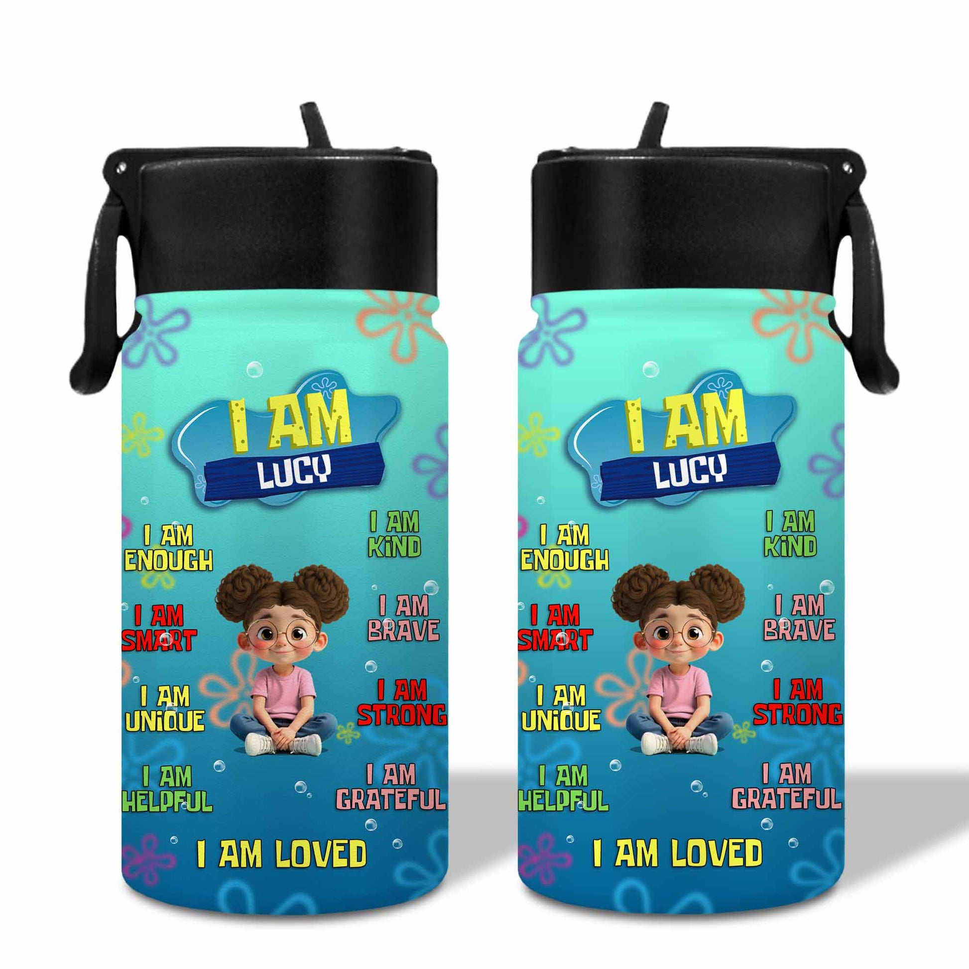 I Am Brave, I Am Loved, Cute Girl Inspirational Bottle