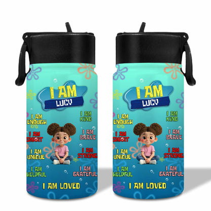 I Am Brave, I Am Loved, Cute Girl Inspirational Bottle