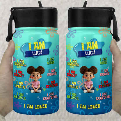 I Am Brave, I Am Loved, Cute Girl Inspirational Bottle