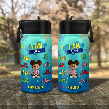 I Am Brave, I Am Loved, Cute Girl Inspirational Bottle