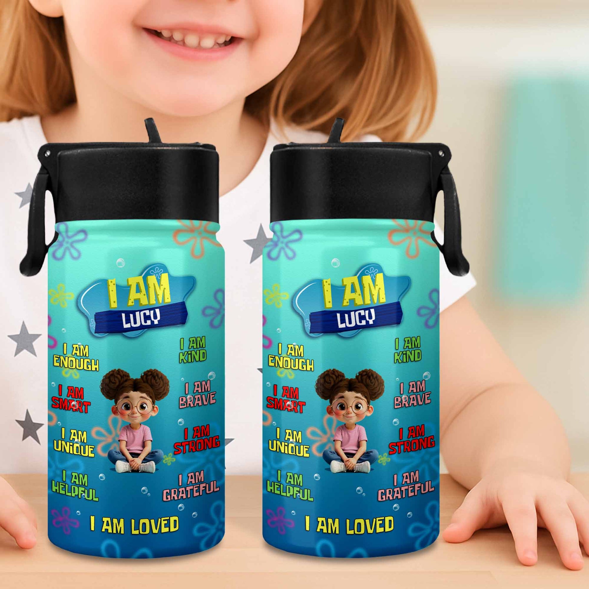 I Am Brave, I Am Loved, Cute Girl Inspirational Bottle