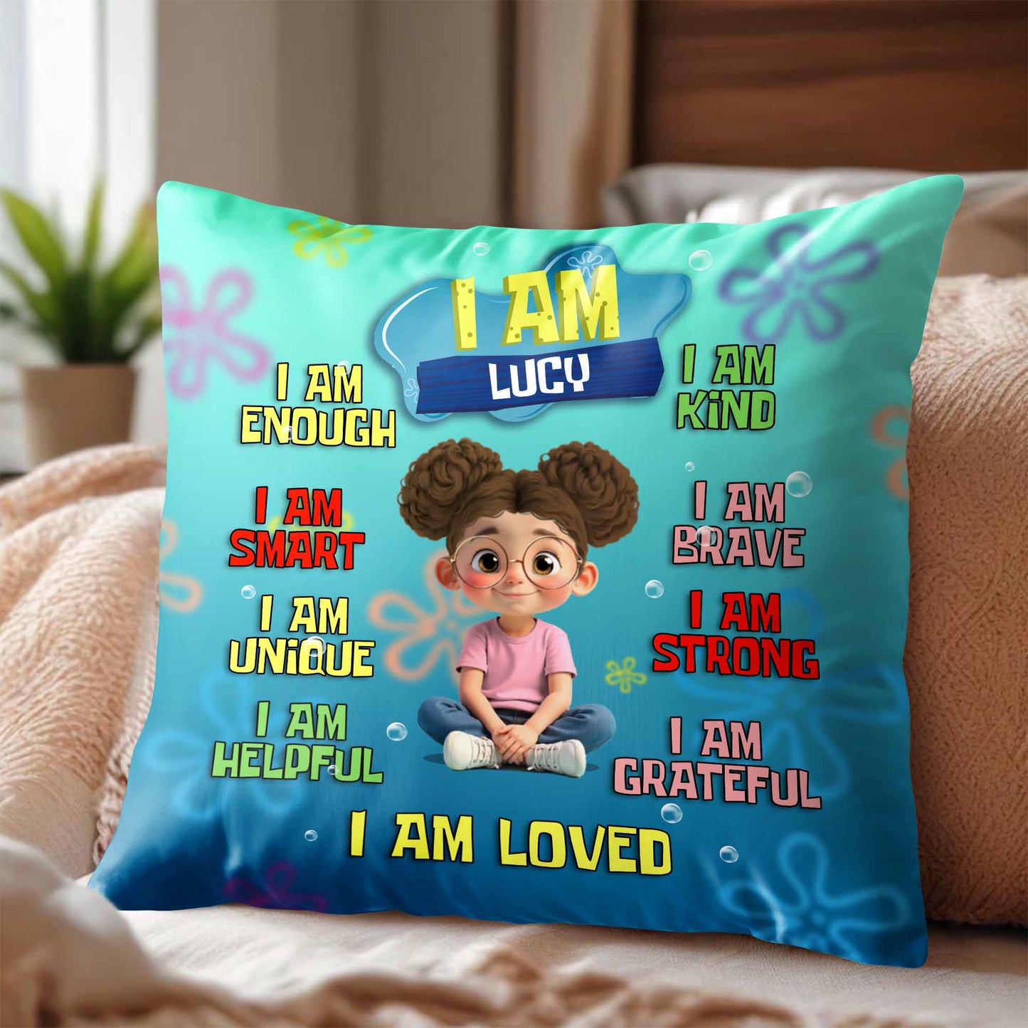 I Am Enough, Empowerment Affirmation Pillow For Girls