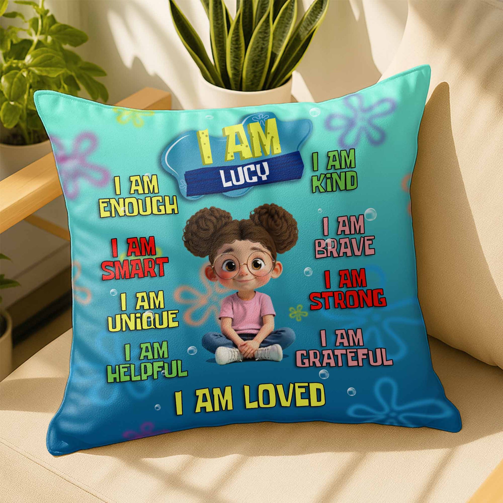 I Am Enough, Empowerment Affirmation Pillow For Girls