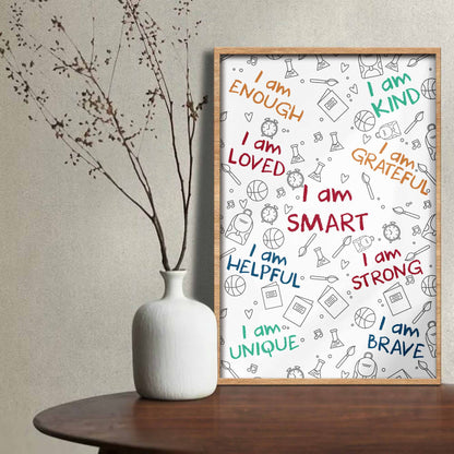 I Am Enough, I Am Loved, Encouraging Words Poster
