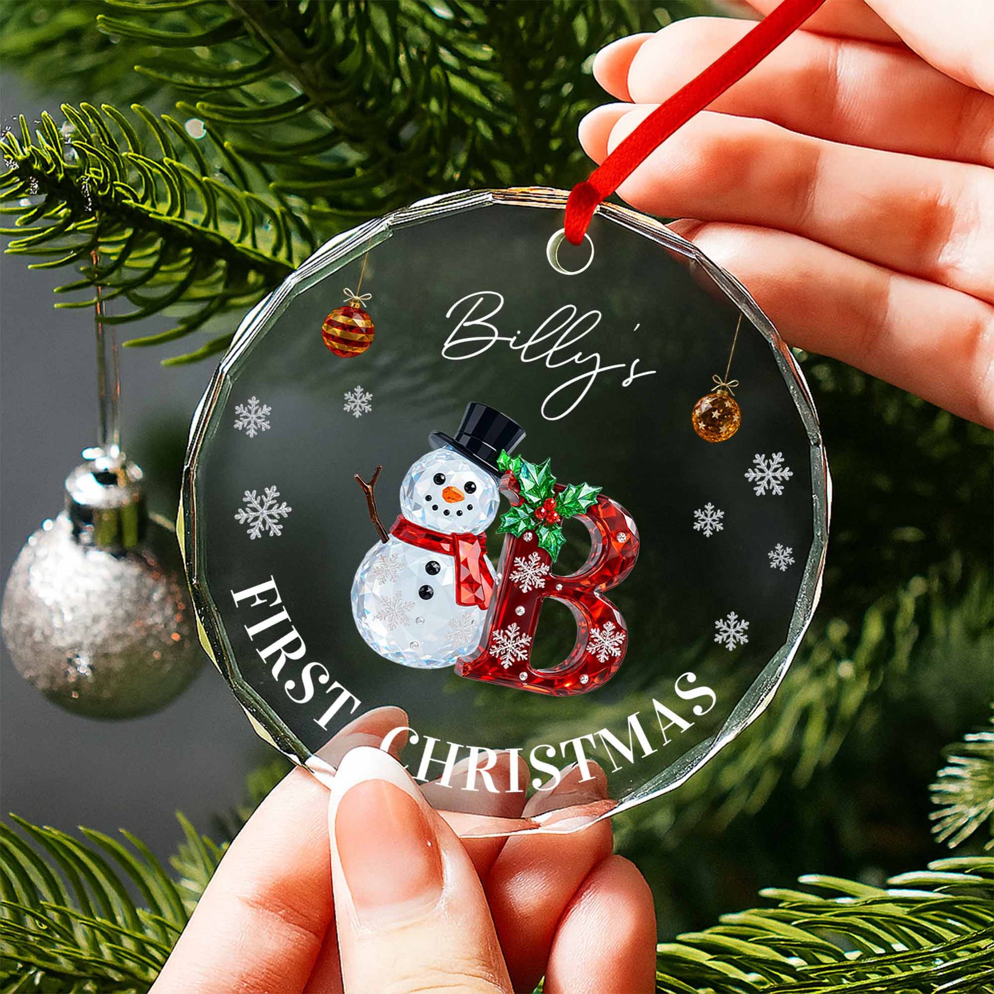 First Christmas Snowman And Snowflakes Ornament