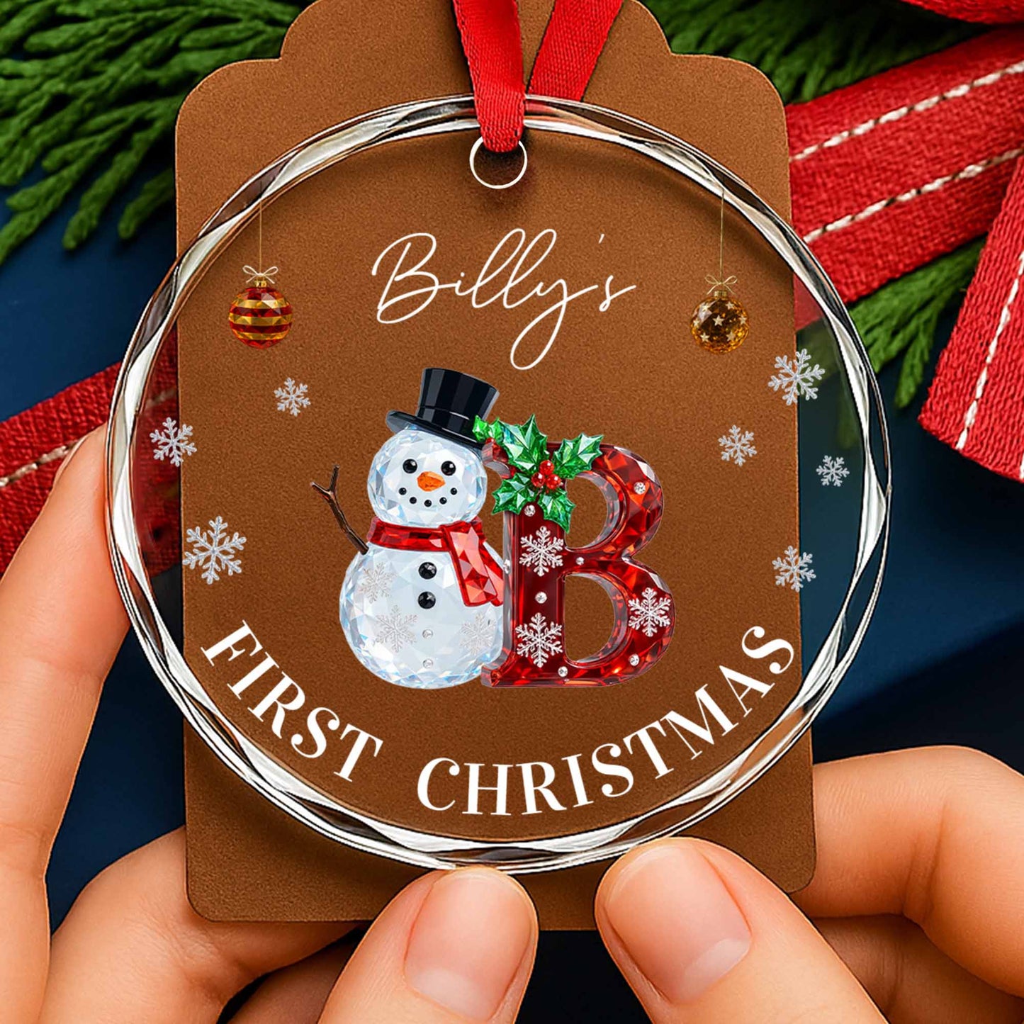 First Christmas Snowman And Snowflakes Ornament