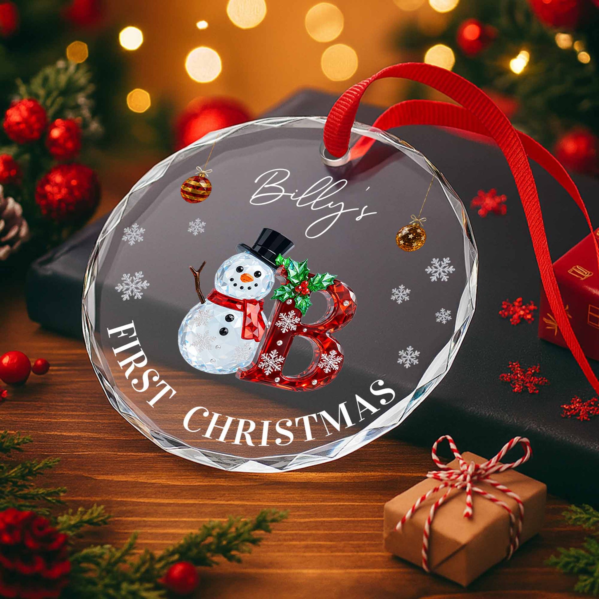 First Christmas Snowman And Snowflakes Ornament