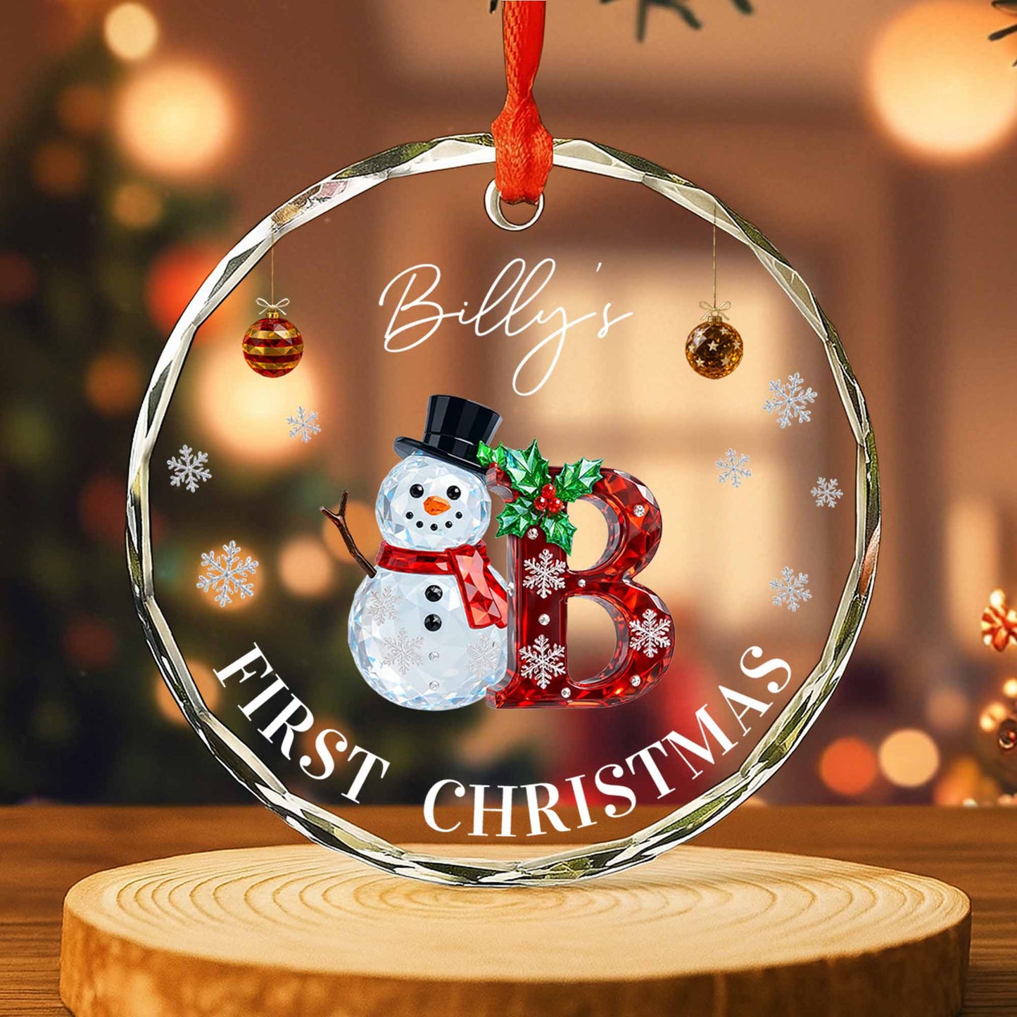 First Christmas Snowman And Snowflakes Ornament