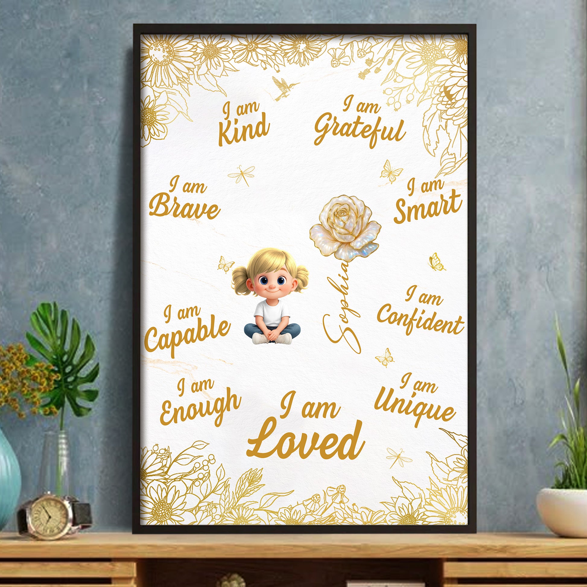 I Am Kind, Grateful, Brave, Encouragement Poster