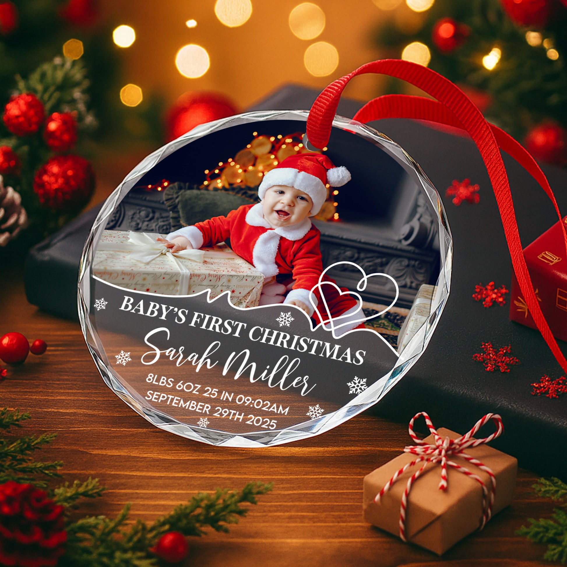 Baby's First Christmas Celebration With Tree And Gifts