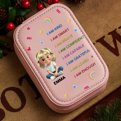 I Am Kind, I Am Smart, Jewelry Box With Rainbow, Hearts, And Stars