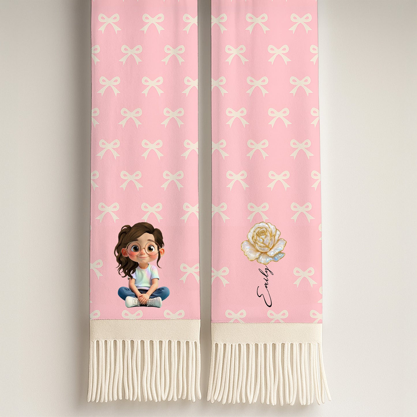 Sweet Animated Girl And Rose Design